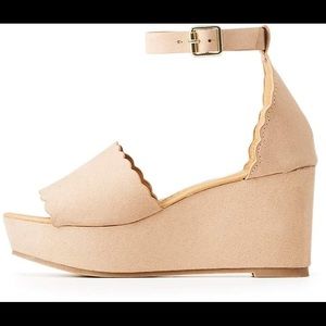 Tan Scalloped Wedges